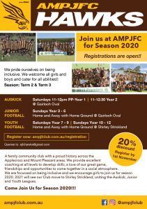 Hawks News: Registrations for 2020