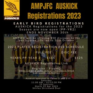 Hawks News: AUSKICK 2023 REGISTRATIONS OPEN